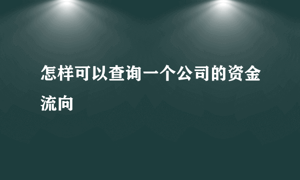 怎样可以查询一个公司的资金流向