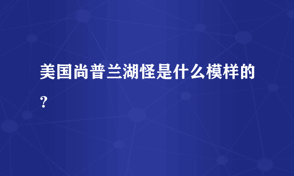 美国尚普兰湖怪是什么模样的？