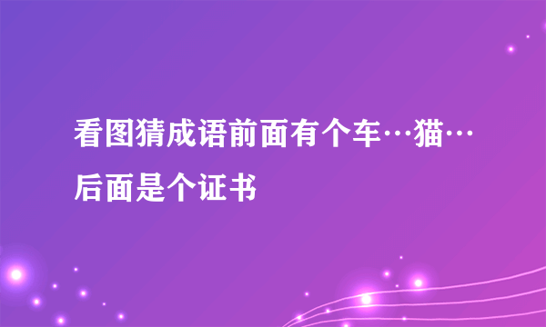 看图猜成语前面有个车…猫…后面是个证书