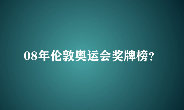 08年伦敦奥运会奖牌榜？