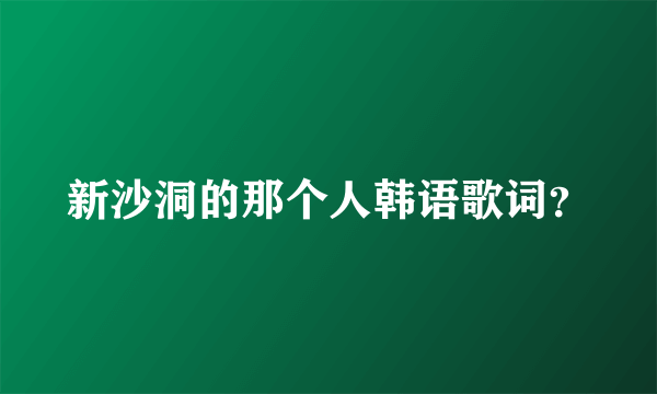 新沙洞的那个人韩语歌词？