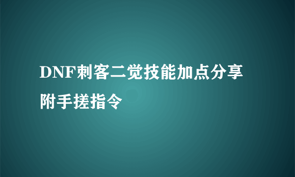 DNF刺客二觉技能加点分享 附手搓指令