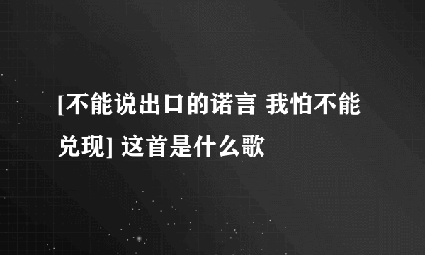 [不能说出口的诺言 我怕不能兑现] 这首是什么歌