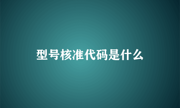 型号核准代码是什么