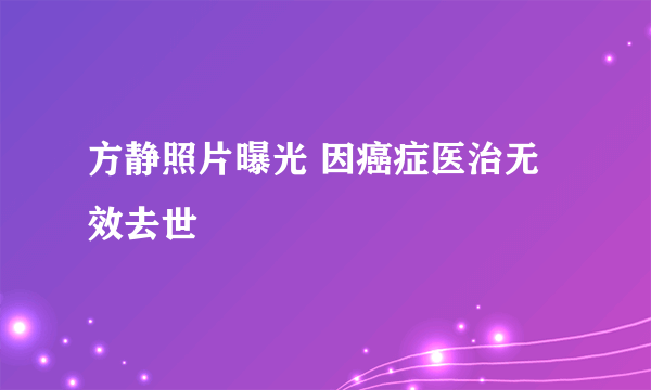 方静照片曝光 因癌症医治无效去世