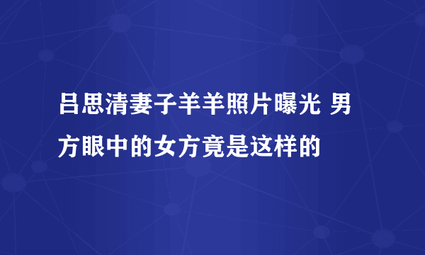 吕思清妻子羊羊照片曝光 男方眼中的女方竟是这样的