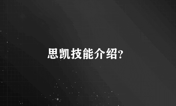 思凯技能介绍？