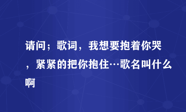 请问；歌词，我想要抱着你哭，紧紧的把你抱住…歌名叫什么啊