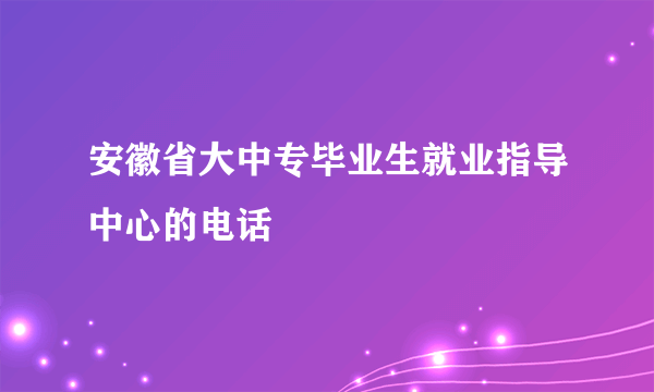 安徽省大中专毕业生就业指导中心的电话