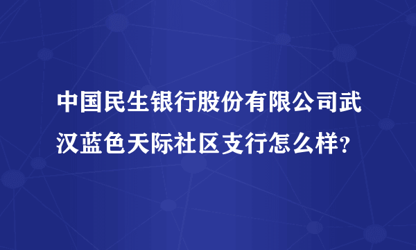 中国民生银行股份有限公司武汉蓝色天际社区支行怎么样？