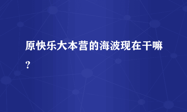 原快乐大本营的海波现在干嘛？