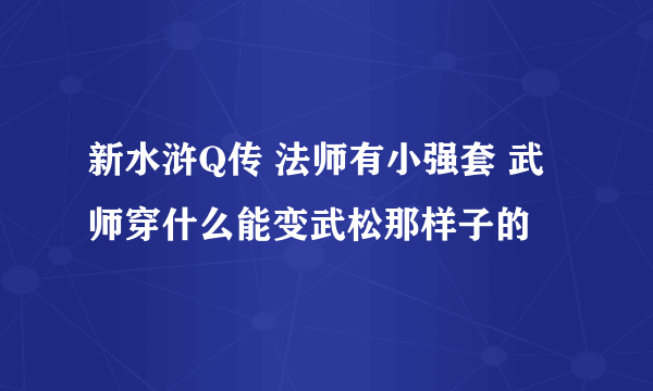 新水浒Q传 法师有小强套 武师穿什么能变武松那样子的