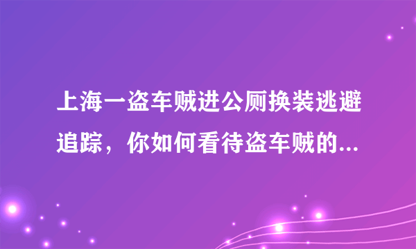 上海一盗车贼进公厕换装逃避追踪，你如何看待盗车贼的这一行为？