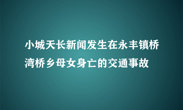 小城天长新闻发生在永丰镇桥湾桥乡母女身亡的交通事故