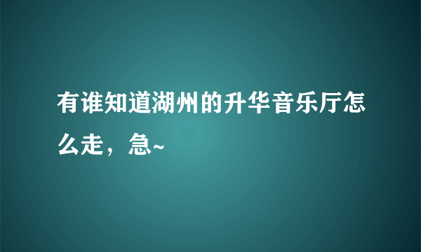 有谁知道湖州的升华音乐厅怎么走，急~