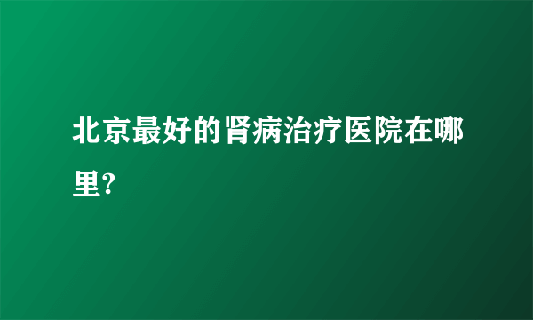 北京最好的肾病治疗医院在哪里?