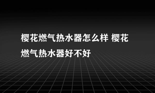 樱花燃气热水器怎么样 樱花燃气热水器好不好