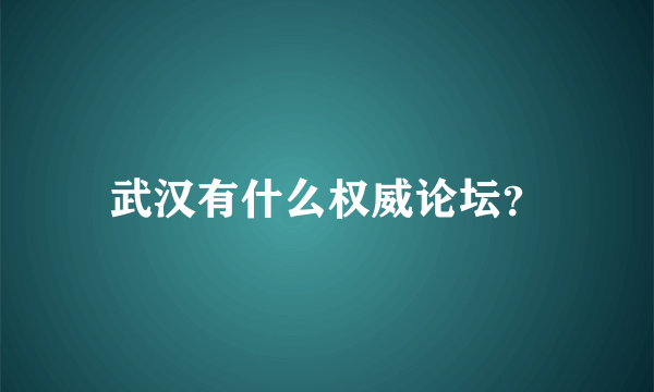 武汉有什么权威论坛？