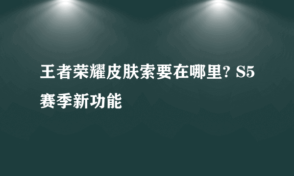 王者荣耀皮肤索要在哪里? S5赛季新功能