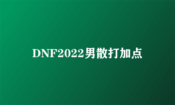 DNF2022男散打加点