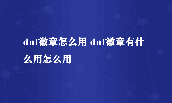 dnf徽章怎么用 dnf徽章有什么用怎么用