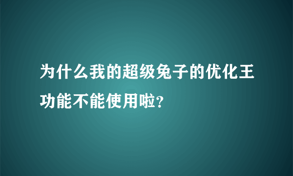 为什么我的超级兔子的优化王功能不能使用啦？