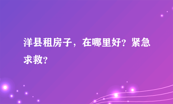 洋县租房子，在哪里好？紧急求救？