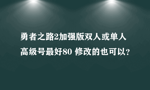 勇者之路2加强版双人或单人高级号最好80 修改的也可以？