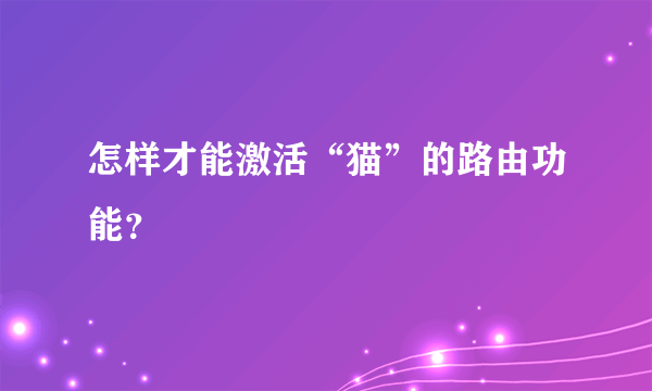 怎样才能激活“猫”的路由功能？