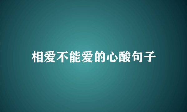 相爱不能爱的心酸句子