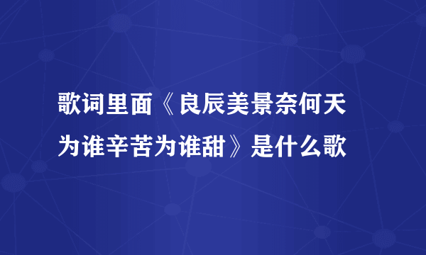 歌词里面《良辰美景奈何天 为谁辛苦为谁甜》是什么歌