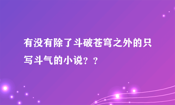 有没有除了斗破苍穹之外的只写斗气的小说？？