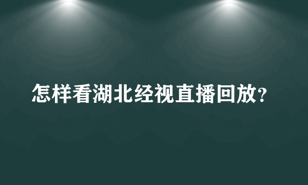 怎样看湖北经视直播回放？