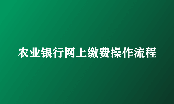 农业银行网上缴费操作流程