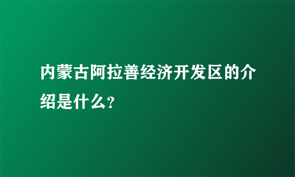 内蒙古阿拉善经济开发区的介绍是什么？