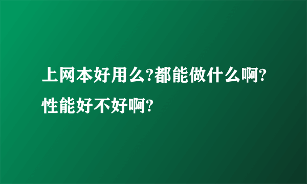 上网本好用么?都能做什么啊?性能好不好啊?