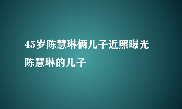 45岁陈慧琳俩儿子近照曝光 陈慧琳的儿子