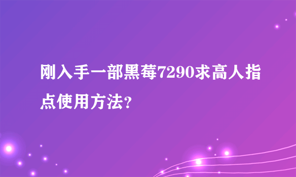 刚入手一部黑莓7290求高人指点使用方法？