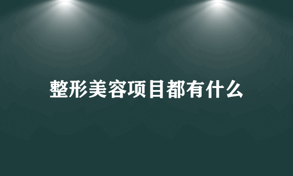 整形美容项目都有什么