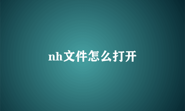 nh文件怎么打开