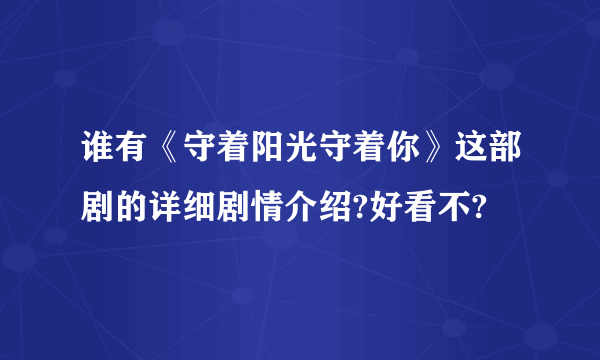 谁有《守着阳光守着你》这部剧的详细剧情介绍?好看不?