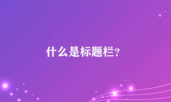 什么是标题栏？