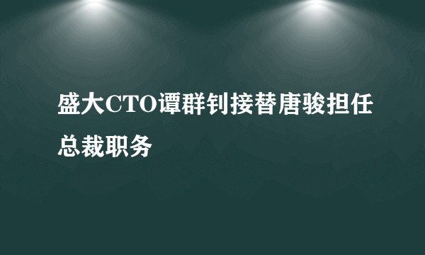 盛大CTO谭群钊接替唐骏担任总裁职务