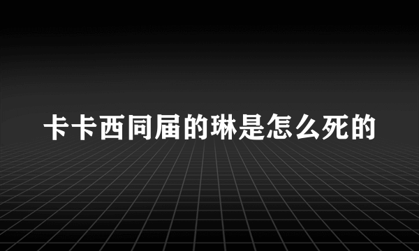 卡卡西同届的琳是怎么死的