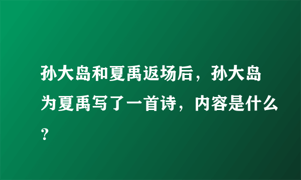 孙大岛和夏禹返场后，孙大岛为夏禹写了一首诗，内容是什么？