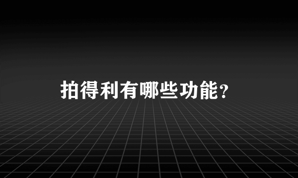 拍得利有哪些功能？