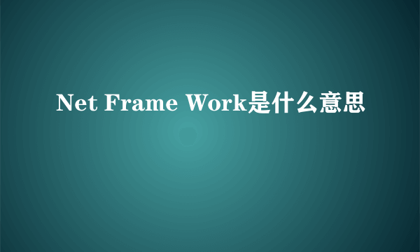 Net Frame Work是什么意思