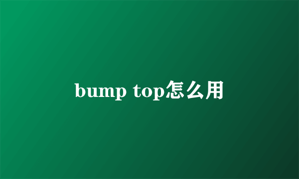 bump top怎么用