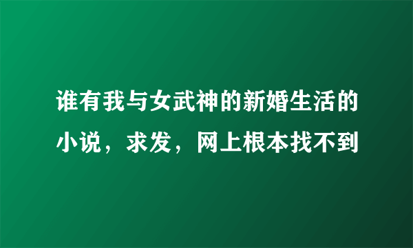 谁有我与女武神的新婚生活的小说，求发，网上根本找不到