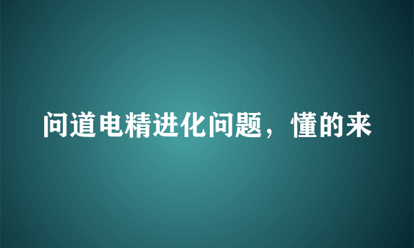 问道电精进化问题，懂的来